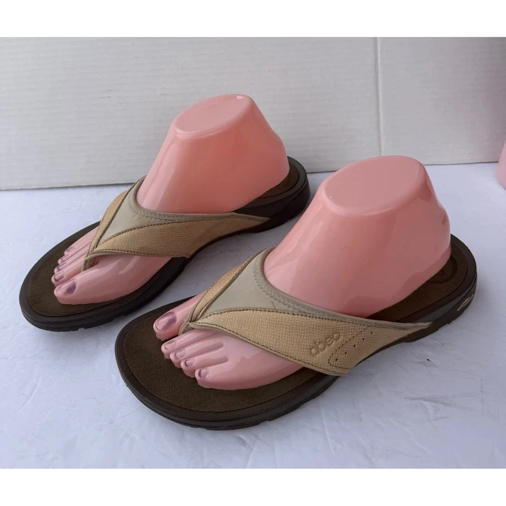 Abeo B.I.O. System Cream Beige Comfort Flip Flop Thong‎ Sandals Sz 9